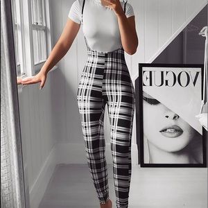 Playful in Plaid Overall Pants